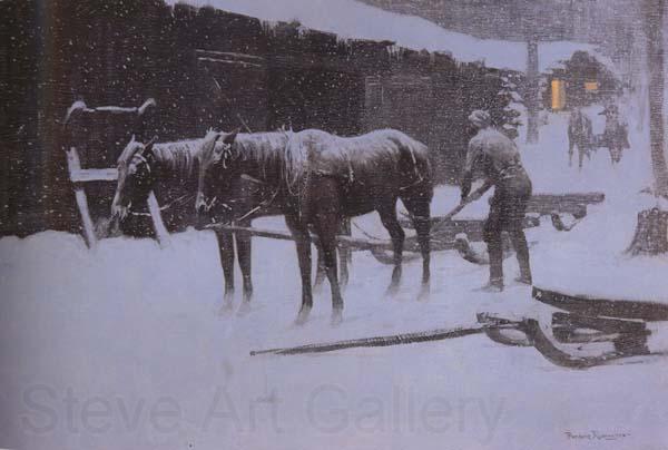 Frederic Remington The End of the Day (mk43) Norge oil painting art